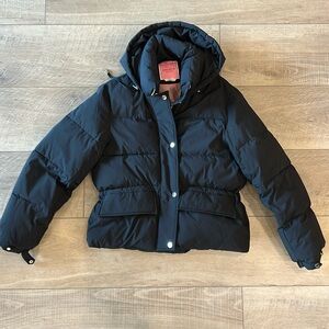 Women’s fall or winter jacket very stylish with attached hood (no removable).